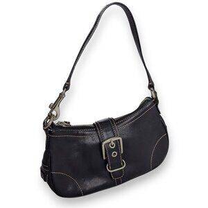 Y2k Coach Black Leather Mini Buckle Hobo Hampton Shoulder Bag